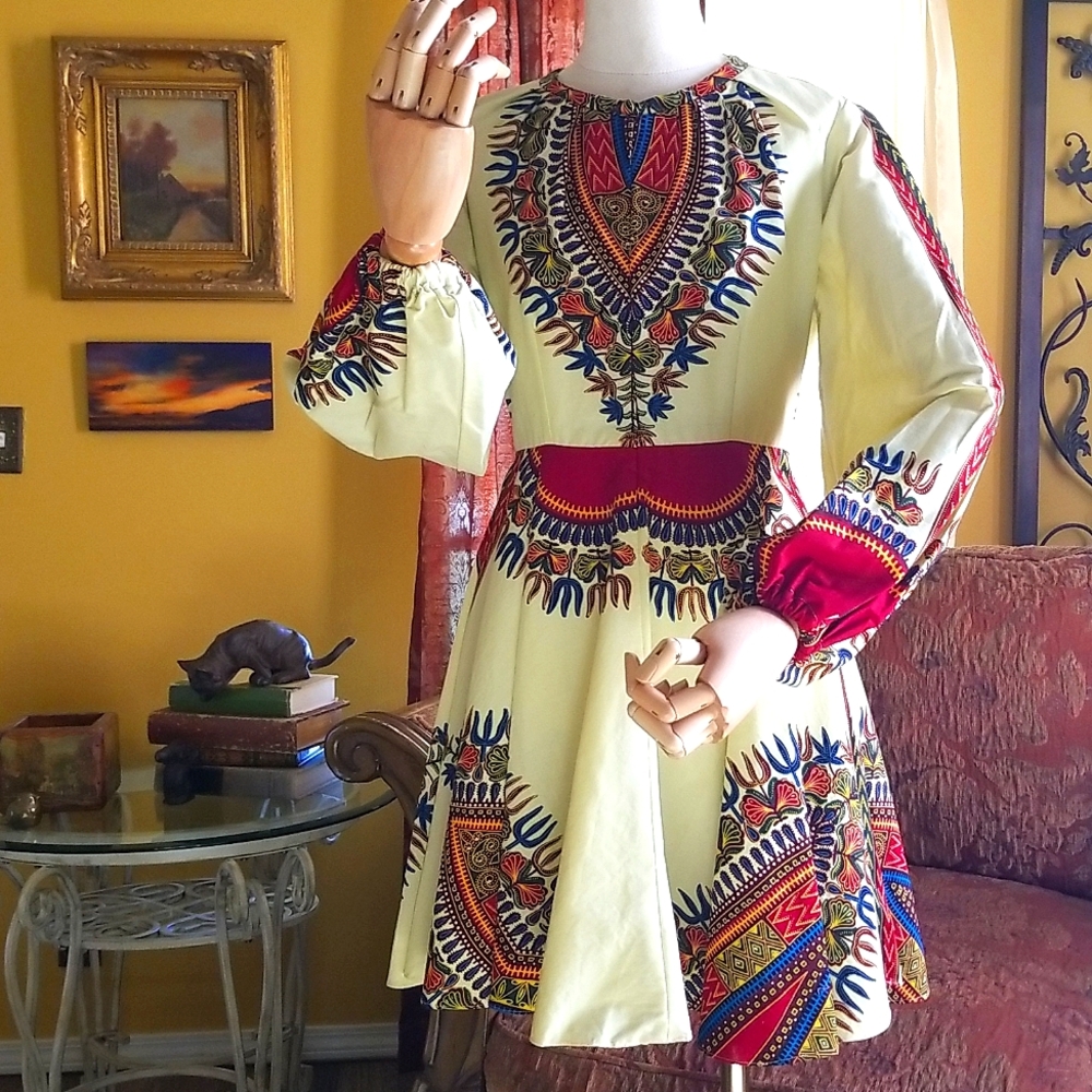 Handmade Vintage Bold Print Dress